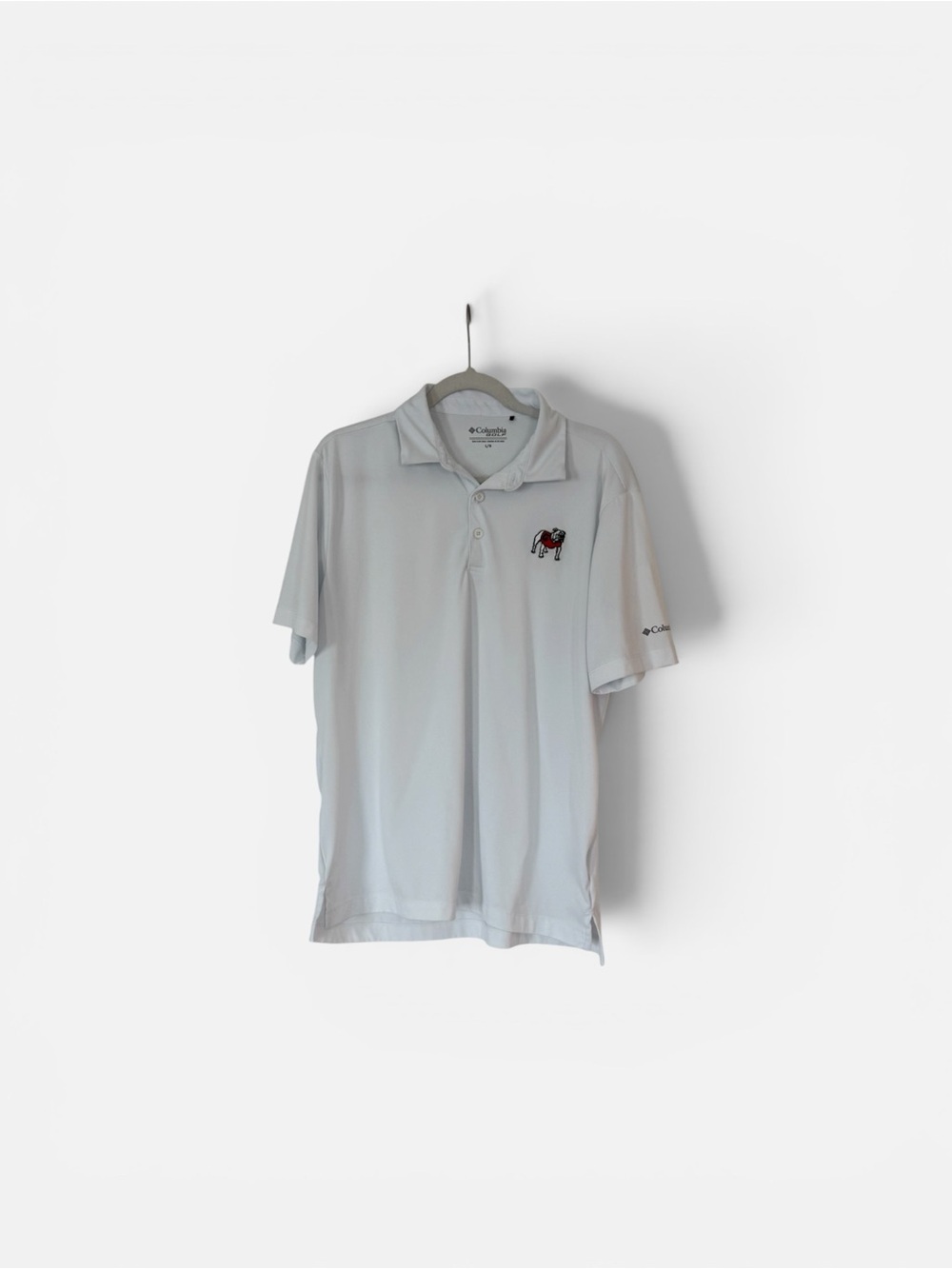 Columbia Men's Georgia Bulldogs White Polo with Embroidered Chest Patch